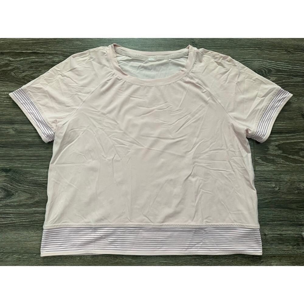 Lululemon Stripe In Stride Short Sleeve Pink